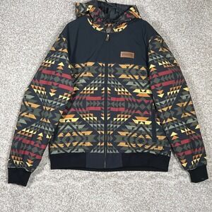 Pendleton Bomber Jacket Mens Large Bow Pass Western Geometric Pattern Hooded